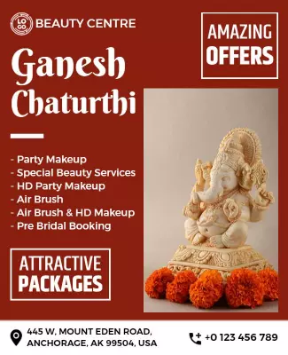 Ganesh Chaturthi Beauty Services Flyer Template