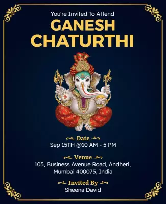 Ganesh Chaturthi Celebration Invitation Flyer Template