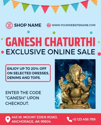 Ganesh Chaturthi Online Sale Flyer Template