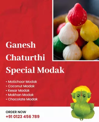 Ganesh Chaturthi Special Modak Promotion Flyer Template