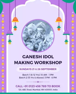 Ganesh Idol Making Workshop Flyer Template
