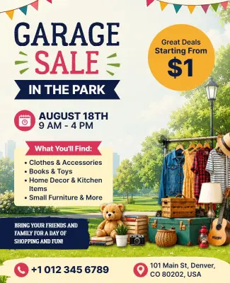 Garage Sale in the Park Flyer Template