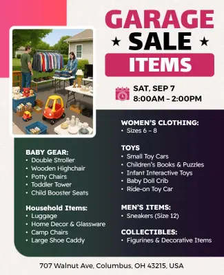 Garage Sale Items List Promotion Flyer Template