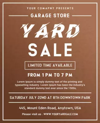 Garage Store Yard Sale Event Flyer Template
