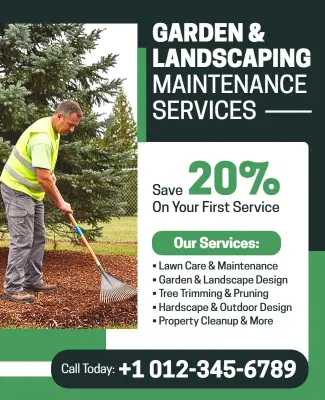 Garden Landscaping Maintenance Services Flyer Template