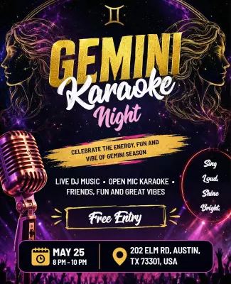 Gemini Karaoke Night Celebration Flyer Template