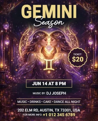 Gemini Season Event Flyer Template