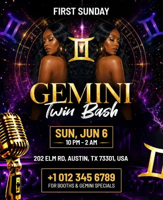 Gemini Twin Bash Party Flyer Template