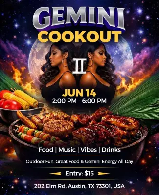 Gemini Zodiac Cookout Event Flyer Template