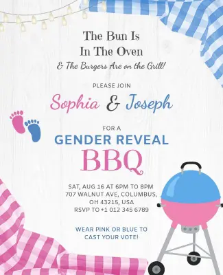 Gender Reveal BBQ Party Invitation Flyer Template
