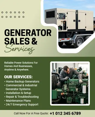 Generator Sales and Services Promotional Flyer Template