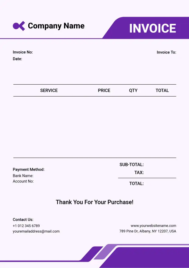 Generic Company Billing Blank Invoice Template