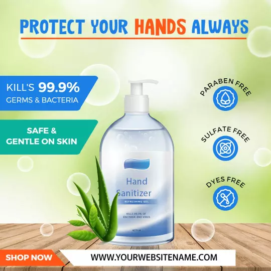 Gentle Aloe Hand Sanitizer Promoting Germ Protection Ad Template