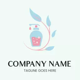 Gentle Blue and Pink Bottle Design Showcasing Soap Logo Template