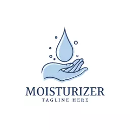 Gentle Blue Hand and Water Droplet in Moisturizer Business Logo Template