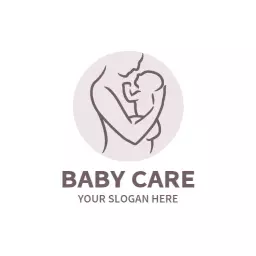 Gentle Pink Illustration Symbolizing Baby Care Center Logo Template