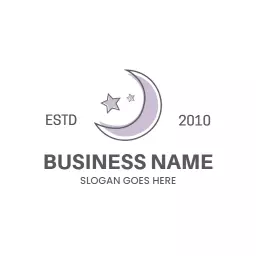 Gentle Purple Moon and Stars Design Reflecting Night Sky Logo Template