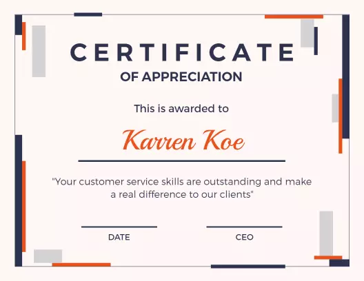 Geometric Color Block Design Appreciation Certificate Template