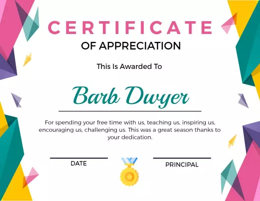 Geometric Colorful Modern Appreciation Certificate Template