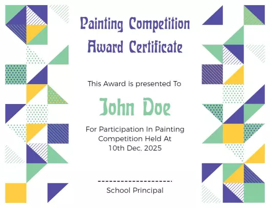 Geometric Colorful Painting Competition Award Certificate Template