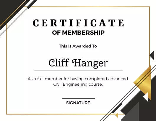 Geometric Gold and Black Advanced Membership Certificate Template