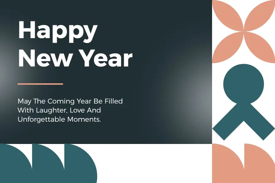 Geometric Modern Happy New Year Postcard Template