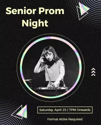 Geometric Neon Retro Senior Prom Night Poster Template