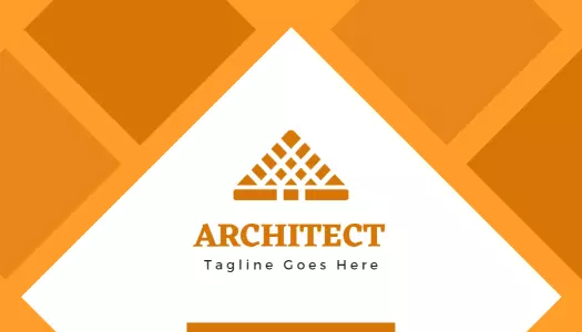Geometric Orange Architectural Design Professional Business Card Template