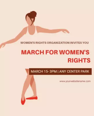 Gestural Feminine Illustration for Women's Rights March Poster Template