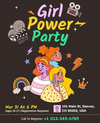 Girl Power Party Flyer Template