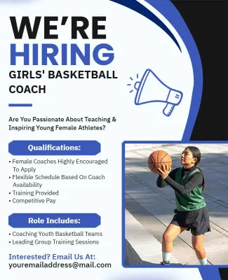 Girls' Basketball Coach Hiring Flyer Template