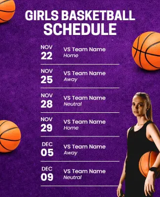 Girls Basketball Game Schedule Flyer Template
