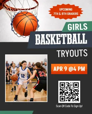 Girls Basketball Tryouts Promotional Poster Template