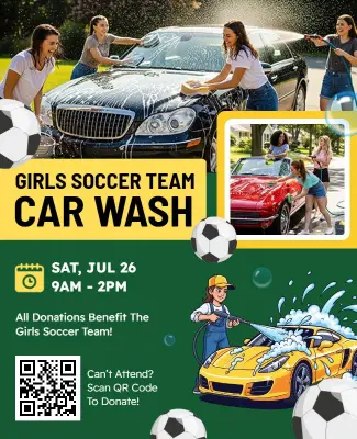Girls Soccer Team Charity Car Wash Flyer Template