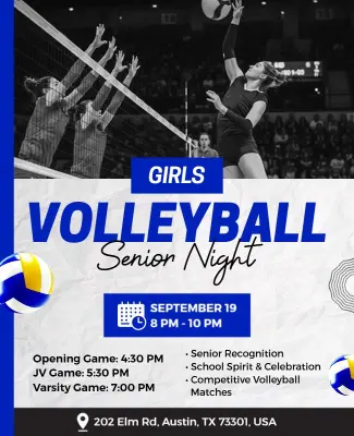 Girls Volleyball Senior Night Event Flyer Template