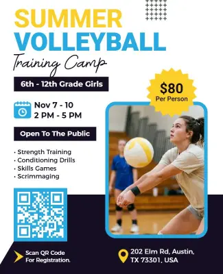 Girls Volleyball Training Camp Flyer Template