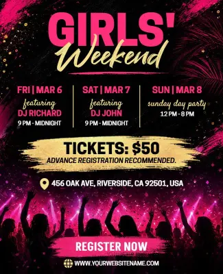 Girls' Weekend Party Event Flyer Template