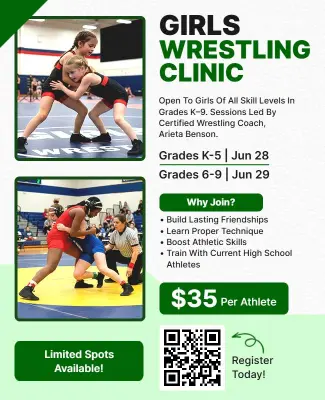 Girls Wrestling Clinic Training Flyer Template