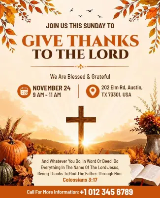 Give Thanks Worship Event Flyer Template