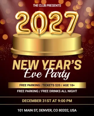 Glamorous 2027 New Year's Eve Event Flyer Template