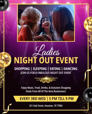 Glamorous Black and Gold Ladies Night Out Event Poster Template