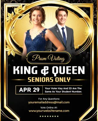 Glamorous Black and Gold Prom Voting Event Flyer Template
