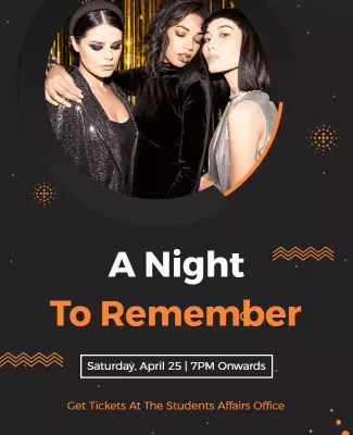 Glamorous Black and Orange Night Party Celebration Poster Template
