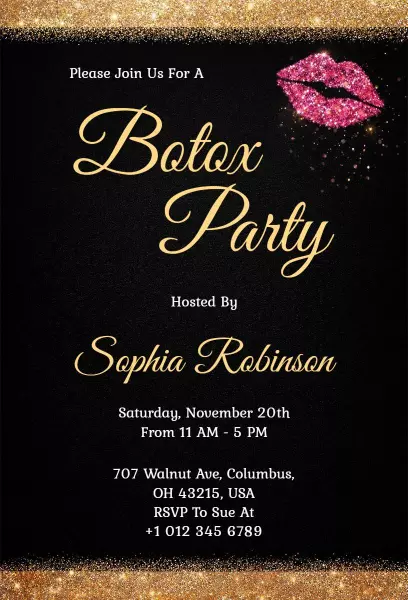 Glamorous Botox Beauty Self-Care Party Invitation Template