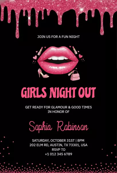 Glamorous Girls Night Out Fun Celebration Invitation Template