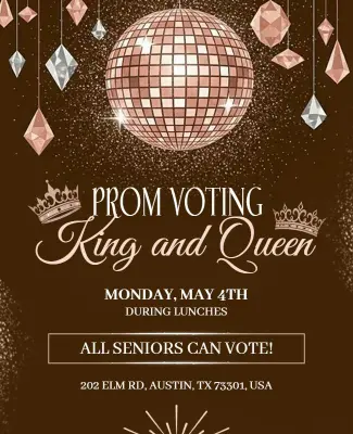 Glamorous Glittering Disco Dance Theme Voting Flyer Template