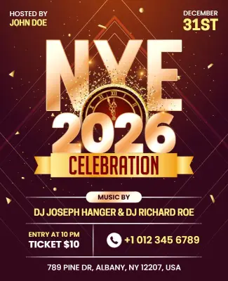 Glamorous Gold Countdown New Year's Eve Party Flyer Template
