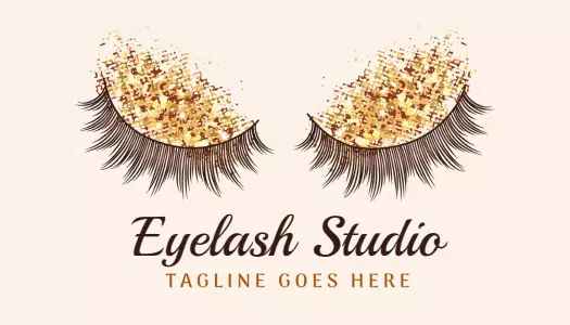 Glamorous Gold Eyelash Design for Beauty Studio Business Card Template