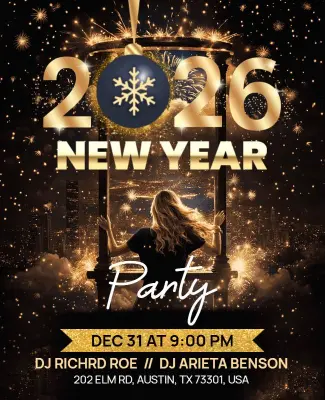 Glamorous Golden New Year Celebration Event Flyer Template