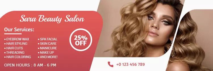 Glamorous Hair and Beauty Services in Warm Red Salon Banner Template